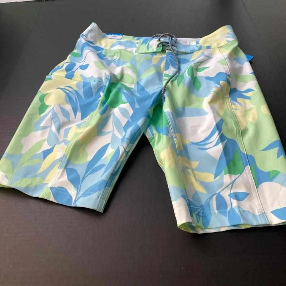 Columbia Sportswear Men's Sz S Swim Trunks Blue/Green Floral Regular Fit New